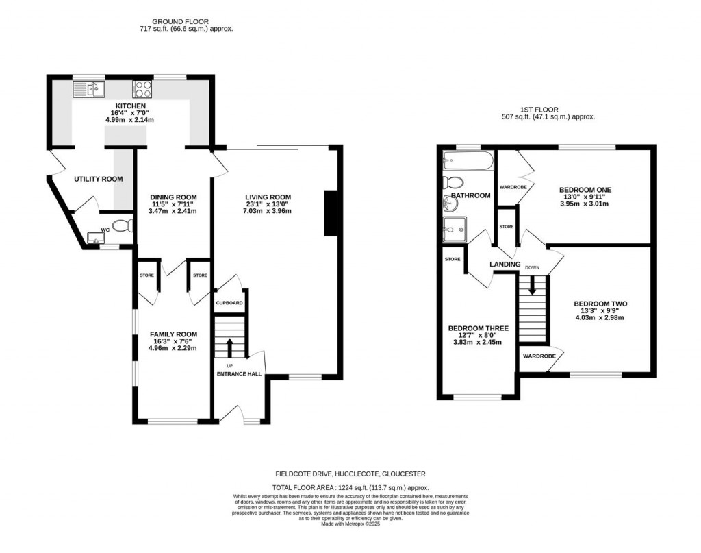 Floorplans For Fieldcote Drive, Hucclecote, Gloucester